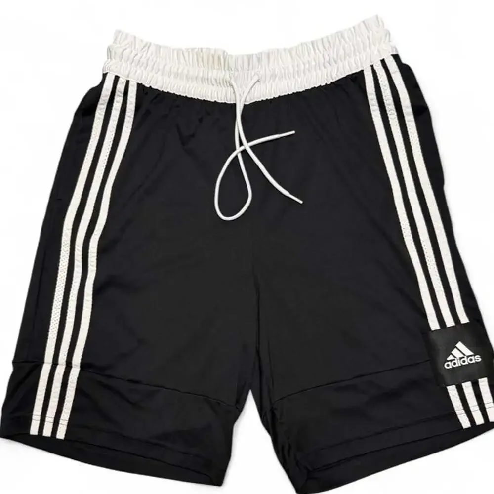 Adidas Athletic 3-Stripe Performance Training Shorts Black/White